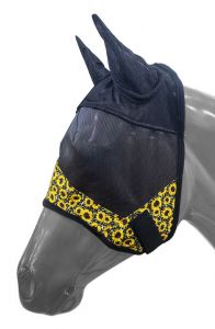 Showman Sunflower & Cheetah Print accent horse size fly mask with ears
